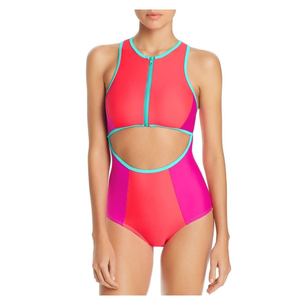 CHROMAT Women's Pink Cut out Racerback One Piece Swimsuit S